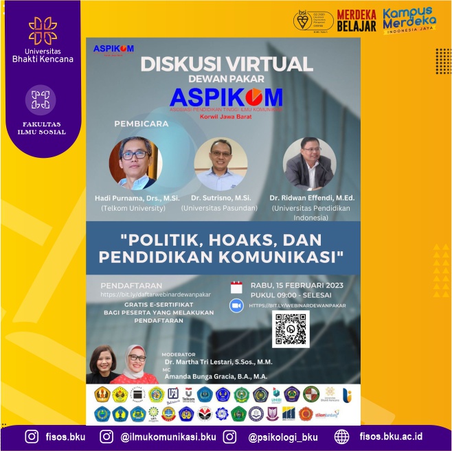 Jelang Musim Politik, ASPIKOM Korwil Jawa Barat Gelar Webinar “Politik, Hoaks, dan Pendidikan Komunikasi”